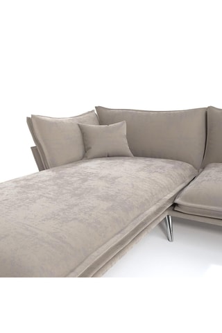 Canapé d'angle gauche Thanos - Beige - 5 places - Toucher velours