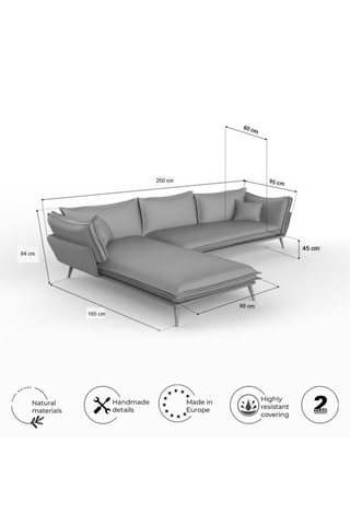 Canapé d'angle gauche Thanos - Beige - 5 places - Toucher velours