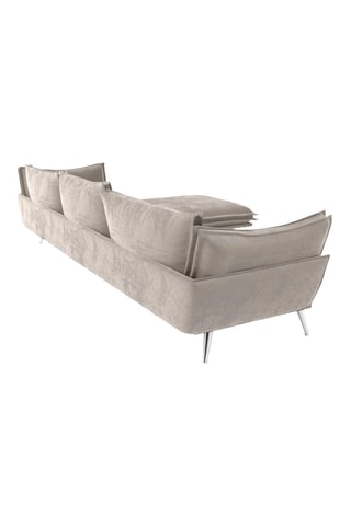 Canapé d'angle droit Thanos - Beige - 5 places - Toucher velours