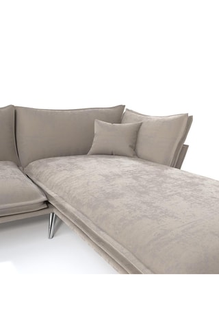 Canapé d'angle droit Thanos - Beige - 5 places - Toucher velours