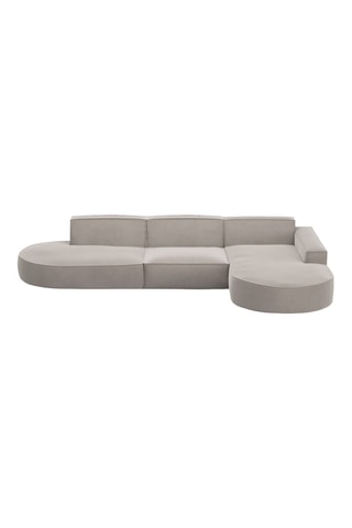 Canapé d'angle droit Victoria - Ecru - 6 places - Toucher velours