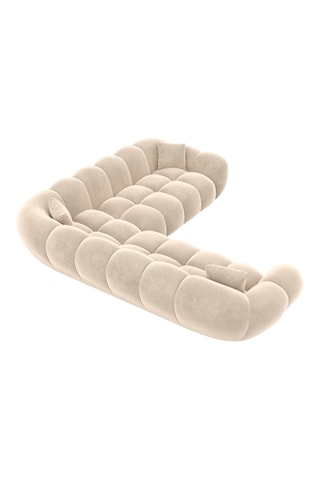 Canapé d'angle réversible Sagnia - Ecru - 5 places - Toucher velours
