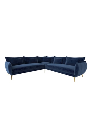 Canapé d'angle réversible Ragalia - Bleu marine - 5 places - Toucher velours