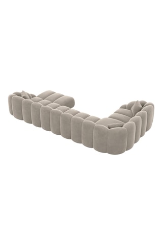 Canapé d'angle droit panoramique Donda - Beige - 7 places - Toucher velours