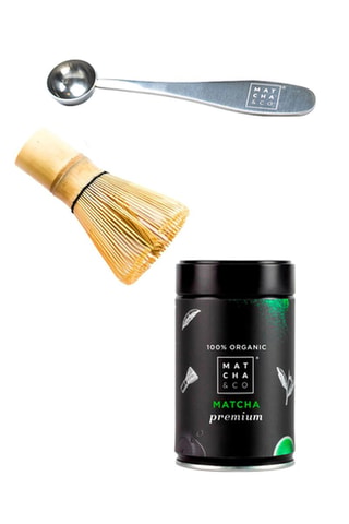 Thé Matcha Premium, cuillère doseuse en acier inoxydable et fouet en bambou - 80 g