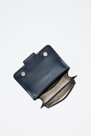 Sac porté épaule en cuir - Bleu marine