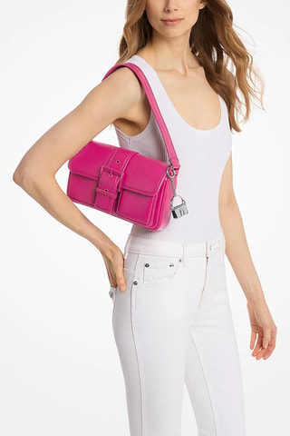 Sac porté épaule en cuir - Fuchsia