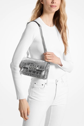 Leren Trendy Handtas - Zilverkleurig