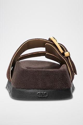 Mules plateformes en cuir - Marron