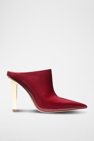 Mules à talons en cuir - Rouge