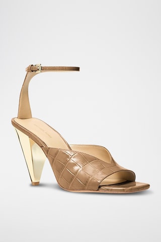 Sandales à talons en cuir - Beige