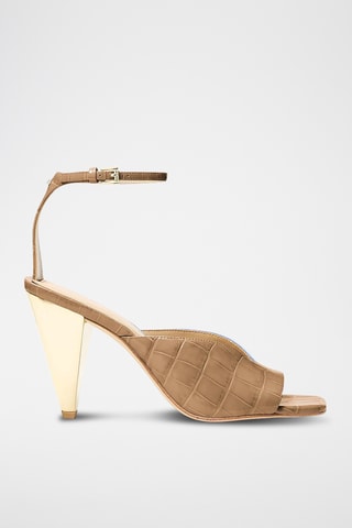 Sandales à talons en cuir - Beige