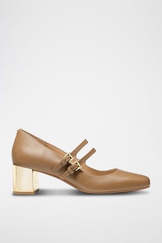 Leren Mary Janes met Hak - Bruin