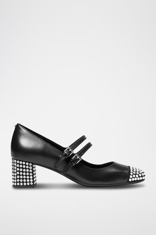 Babies à talons en cuir - Noir