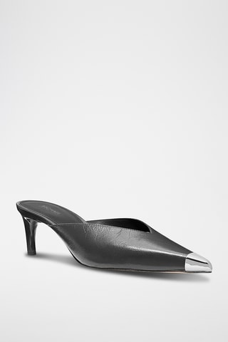Mules à talons en cuir - Noir
