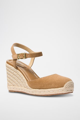 Leren Espadrilles met Sleehak - Beige