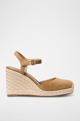 Leren Espadrilles met Sleehak - Beige