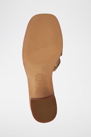 Mules à talons en cuir - Doré