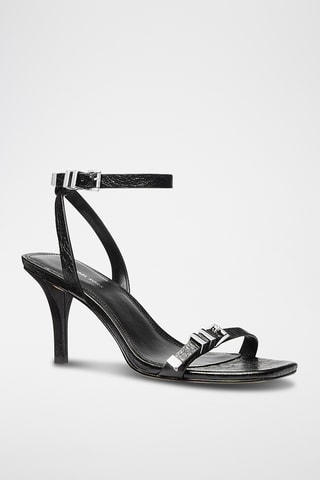 Sandales à talons en cuir - Noir
