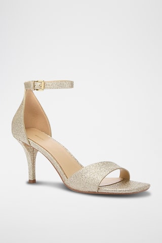 Sandales à talons en cuir - Doré