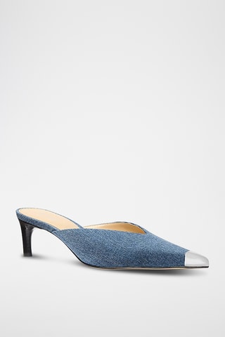 Mules à talons en jean - Bleu