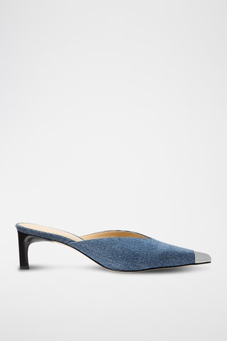 Mules à talons en jean - Bleu