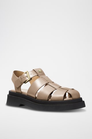 Leren Platform Sandalen - Beige