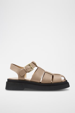 Leren Platform Sandalen - Beige