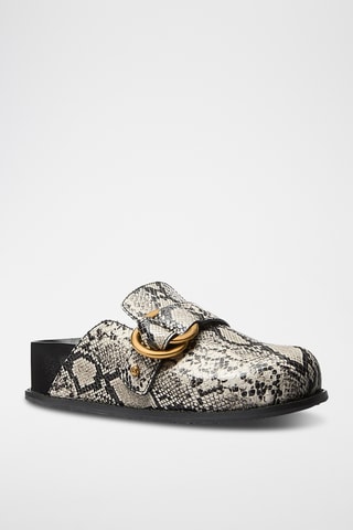 Sabots plateformes en cuir - Beige