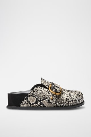 Sabots plateformes en cuir - Beige