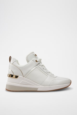 Baskets compensées en cuir - Blanc