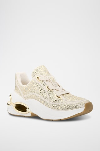 Linnen Wedge Sneakers - Goudkleurig