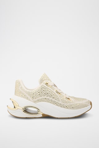 Linnen Wedge Sneakers - Goudkleurig