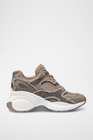 Linnen Wedge Sneakers - Beige