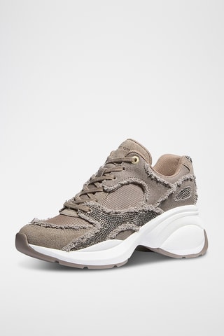 Linnen Wedge Sneakers - Beige