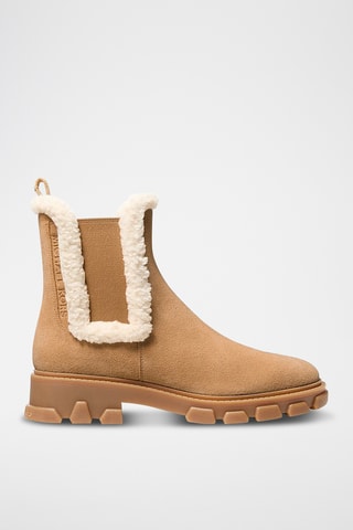 Bottines Chelsea fourrées en nubuck - Marron
