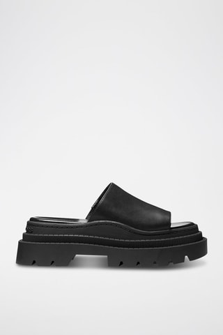 Mules plateformes en cuir - Noir