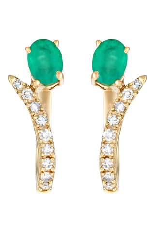 ##Créoles - Or jaune, diamants et émeraudes