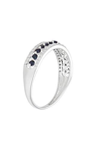 ##Bague Cantate - Or blanc, diamants et saphirs