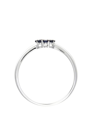 ##Bague - Or blanc, diamants et saphirs