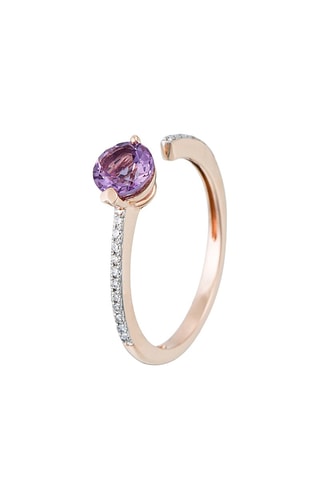##Bague - Or rose, diamants et améthyste