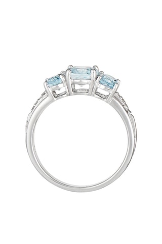 ##Bague - Or blanc, diamants et topazes