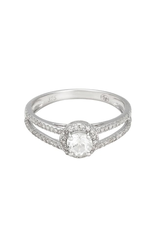 ##Bague - Or blanc, diamants et topaze