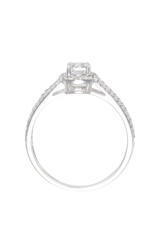 ##Bague - Or blanc, diamants et topaze