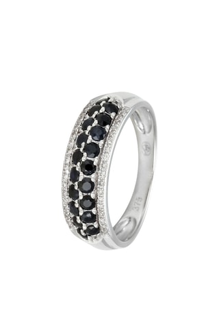##Bague - Or blanc, diamants et saphirs