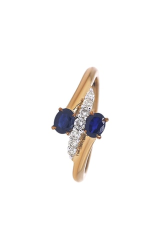 ##Bague - Or jaune, diamants et saphirs