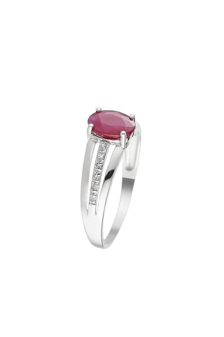 ##Bague Solitaire Tria  -  Or blanc, diamants et rubis