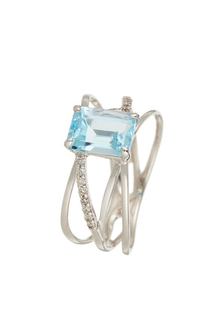 ##Bague Douceur Or blanc, diamants et topaze