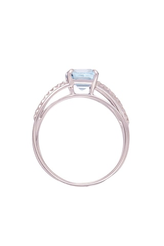 ##Bague Douceur Or blanc, diamants et topaze