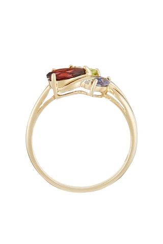 ##Bague Lys précieux - Or jaune, diamant, grenat, péridot et iolite